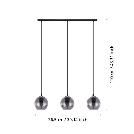 Eglo - Suspension filaire 3xE27/40W/230V