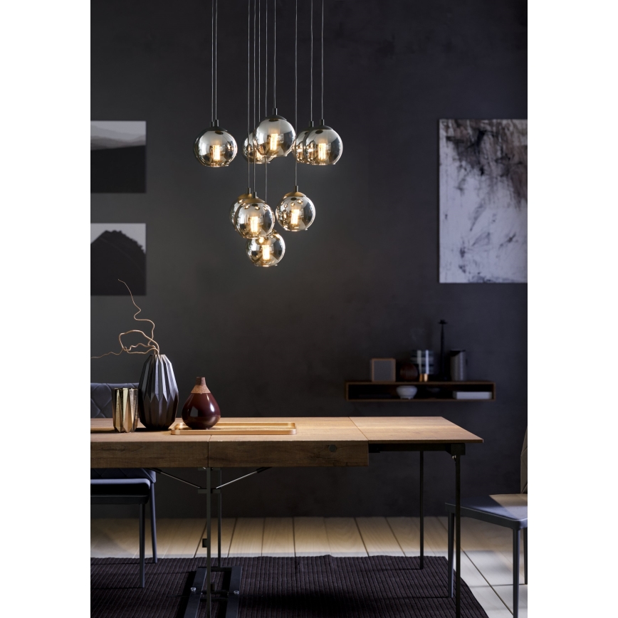 Eglo - Suspension sur câble 10xE27/40W/230V noir/chrome brillant