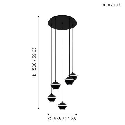 Eglo - Suspension LED avec fil 5xGU10/5W/230V