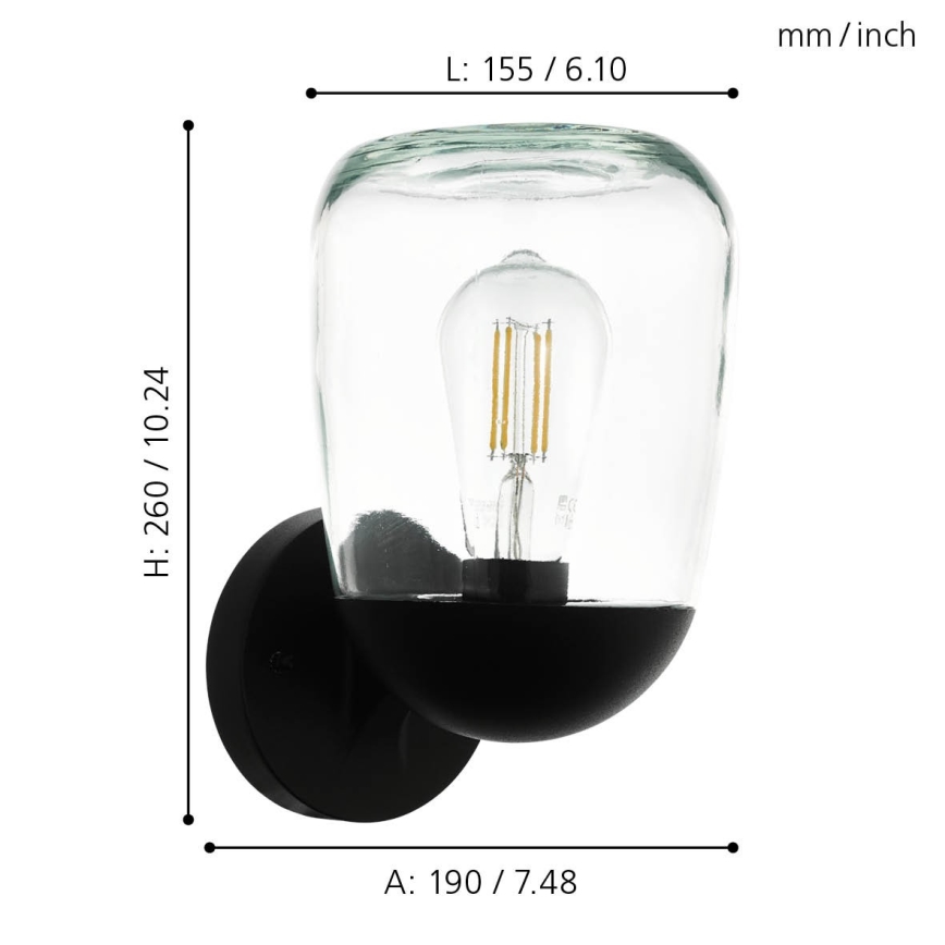 Eglo - Applique murale d'extérieur 1xE27/60W/230V IP44