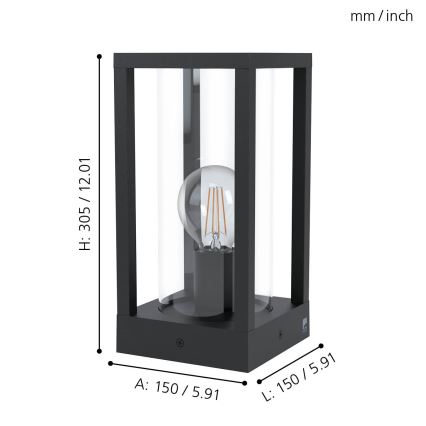 Eglo - Lampadaire extérieur 1xE27/40W/230V IP54