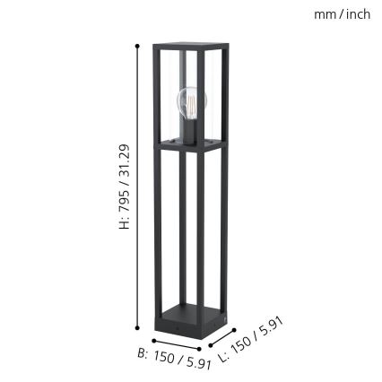 Eglo - Lampadaire extérieur 1xE27/40W/230V IP54