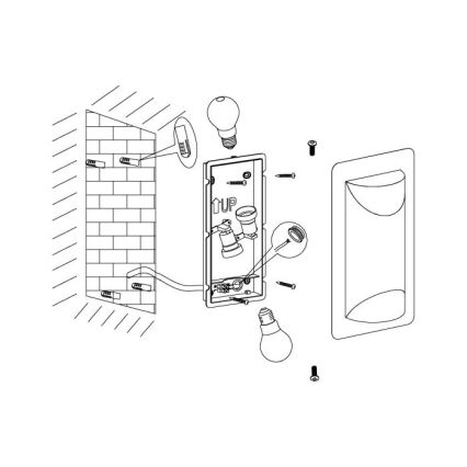 Eglo 98716 - Applique murale extérieure CISTIERNA 1 2xE27/10W/230V IP44