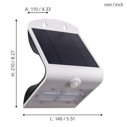 Eglo - Luminaire solaire à LED avec détecteur LED/3,2W/3,7V 2000 mAh IP54