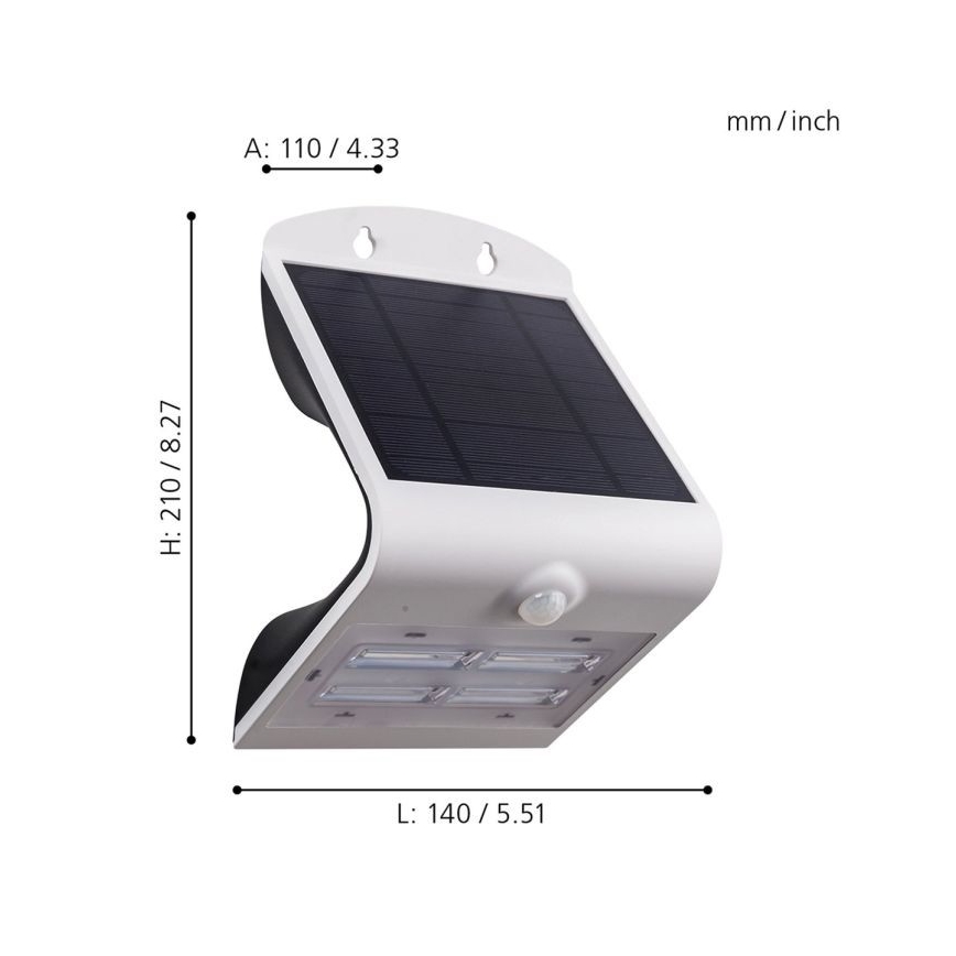 Eglo - Luminaire solaire à LED avec détecteur LED/3,2W/3,7V 2000 mAh IP54
