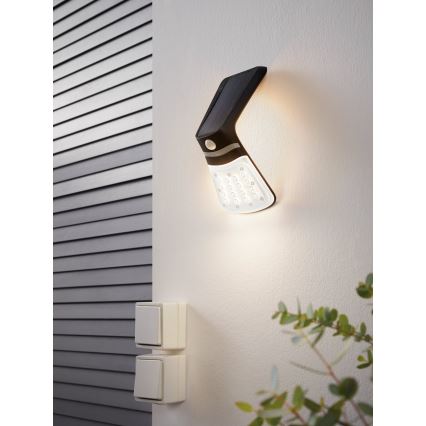 Eglo - Luminaire solaire LED avec détecteur, 2W/3,7V, 1200 mAh, IP44