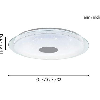 Eglo - Plafonnier à intensité variable LED RGB LANCIANO-C LED/53W/230V + télécommande