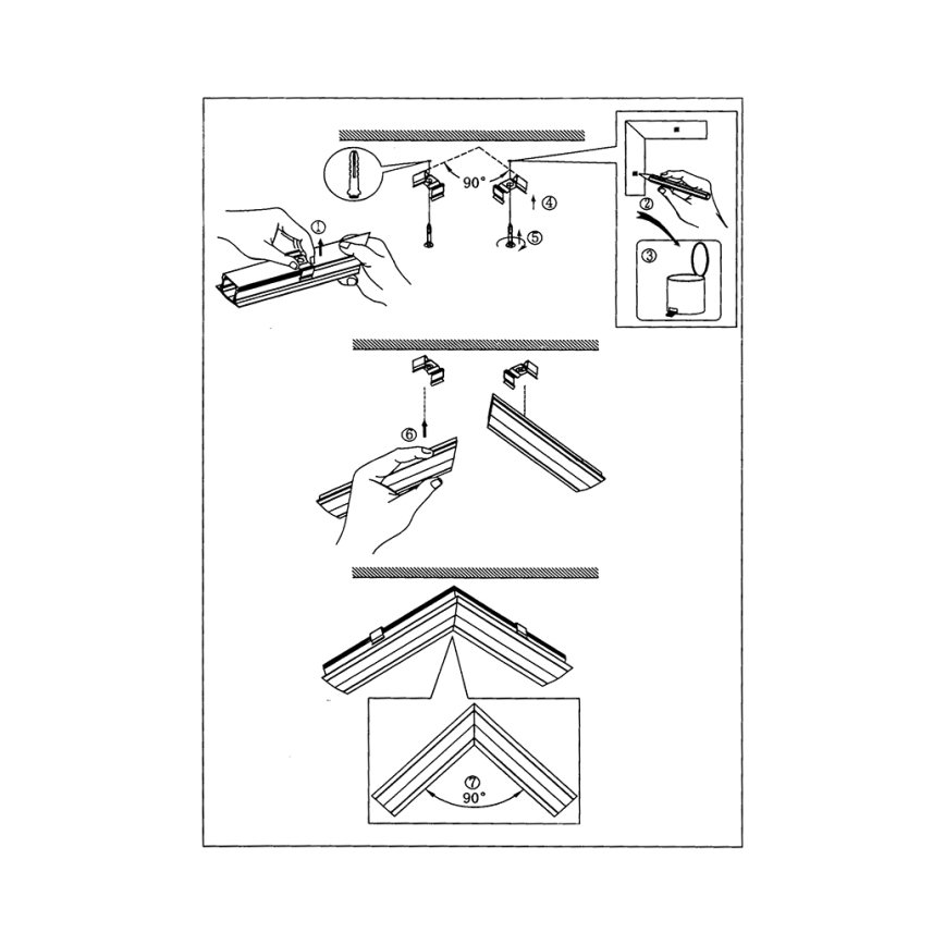 Profilé pour ruban LED surface 1000x17x20mm Aluminium blanc EGLO