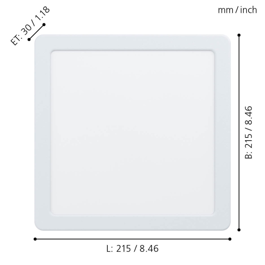 Eglo - Plafonnier encastré LED 16,5W/230V 21,6x21,6 cm