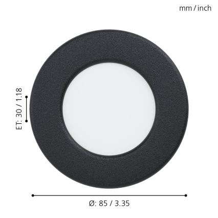 Eglo - Spot LED encastrable pour salle de bains LED/2,7W/230V IP44 Ø 8,6 cm