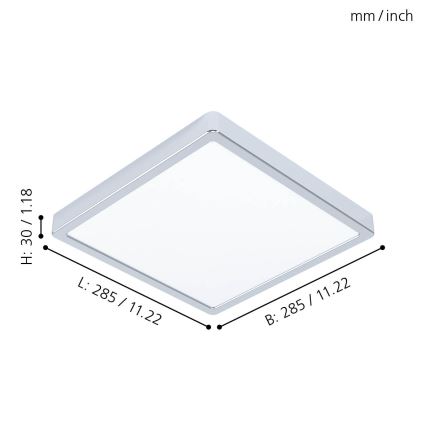 Eglo - Plafonnier LED pour salle de bains LED/20W/230V IP44 28,5x28,5 cm