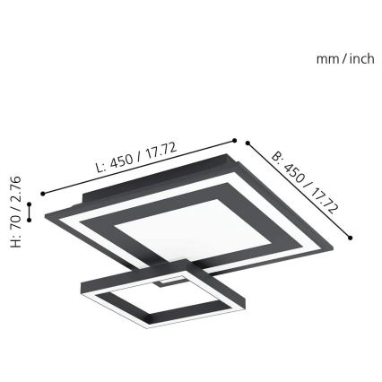 Eglo - Plafonnier à intensité variable LED RGB SAVATAEILA-C LED/20W/230V