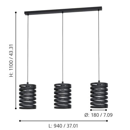 Eglo - Suspension avec fil 3xE27/40W/230V