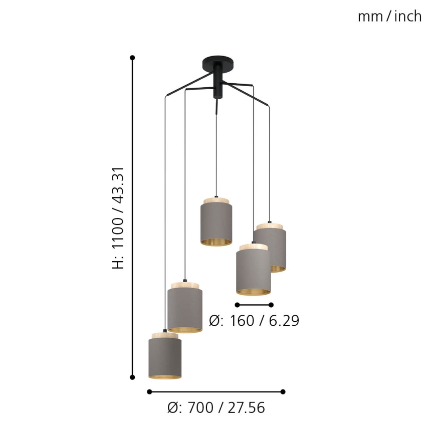 Eglo - Suspension filaire 5xE27/40W/230V araignée