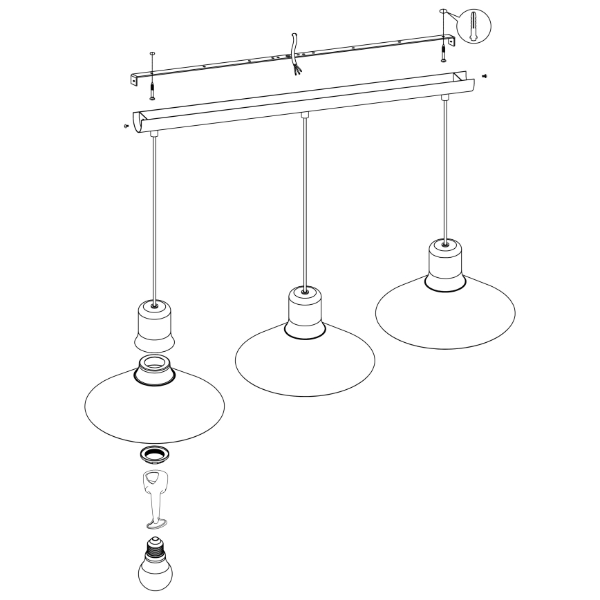 Eglo - Suspension filaire 3xE27/28W/230V