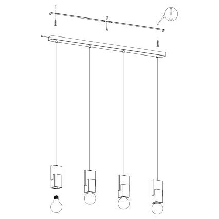 Eglo - Suspension filaire 4xE27/40W/230V