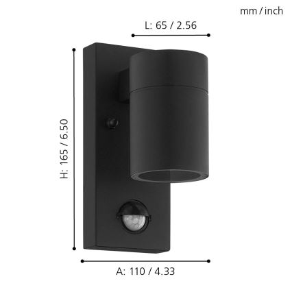 Eglo - Applique murale LED extérieur avec capteur 1xGU10/3W/230V IP44