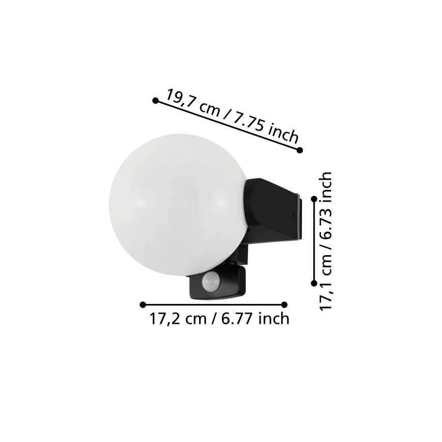 Eglo 99573 - Applique murale extérieure avec détecteur RUBIO 1xE27/15W/230V IP44