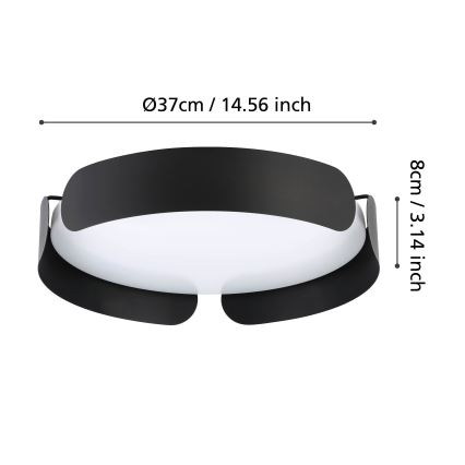 Eglo - Plafonnier LED/20W/230V Ø 37 cm noir