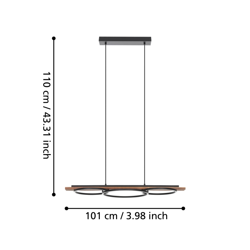 Eglo - Suspension LED dimmable sur câble 2xLED/12,5W/230V+LED/15,5W 3000K marron/noir