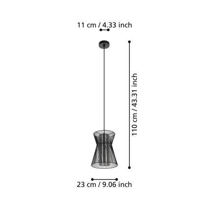 Eglo - Suspension filaire 1xE27/40W/230V noire