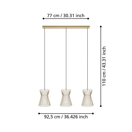 Eglo 99636 -Suspension filaire 3xE27/40W/230V dorée