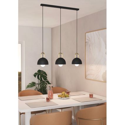 Eglo - Suspension filaire 3xE27/40W/230V noire