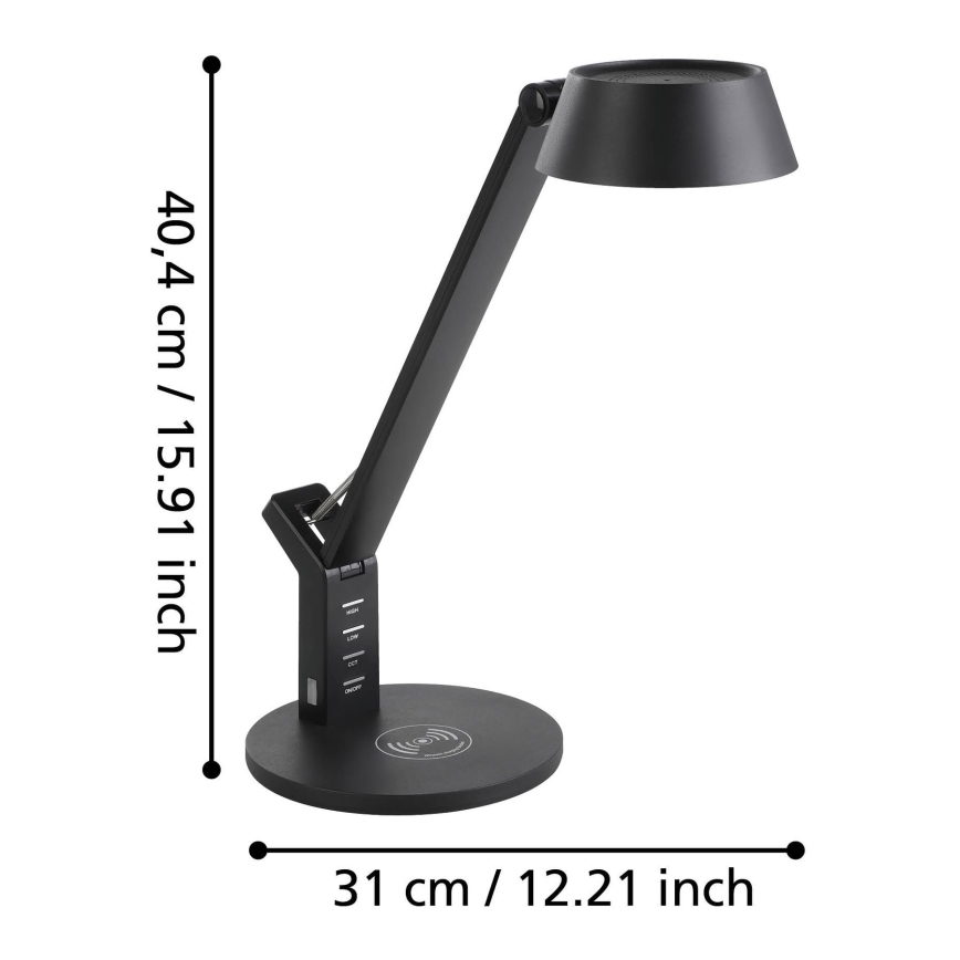 Eglo 99832 - Lampe de table tactile LED à intensité variable avec charge sans fil BANDERALO LED/4,8W/230V noire
