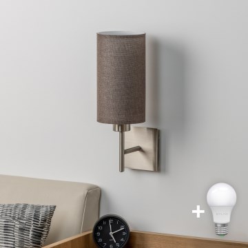 Eglo - Applique murale LED TUNJA 1xE27/60W/230V chrome mat/marron