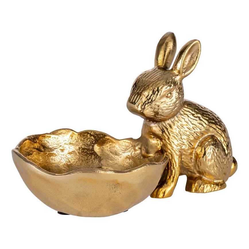 Eglo - Décoration en métal 12x20 cm lièvre avec un bol/doré