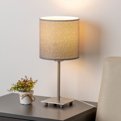 Eglo - LED  Lampe de table TUNJA 1xE27/60W/230V 26,5 cm chrome mat/gris