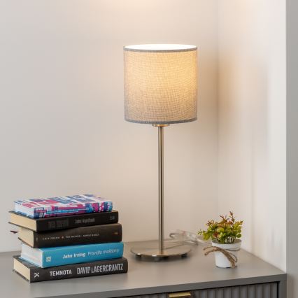 Eglo - LED  Lampe de table TUNJA 1xE27/60W/230V 38,5 cm chrome mat/gris