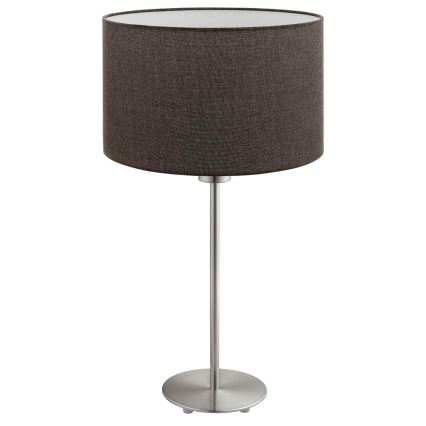 Eglo - LED  Lampe de table TUNJA 1xE27/60W/230V 38,5 cm chrome mat/marron
