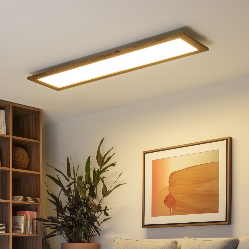 Eglo - Panneau LED RGBW dimmable en saillie SALOBRENA-C WOOD LED/34W/230V 2700-6500K 34x124 cm brun + télécommande