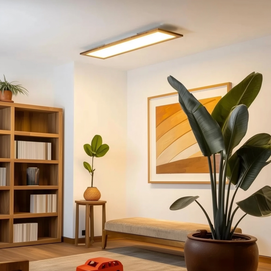 Eglo - Panneau LED RGBW dimmable en saillie SALOBRENA-C WOOD LED/34W/230V 2700-6500K 34x124 cm brun + télécommande