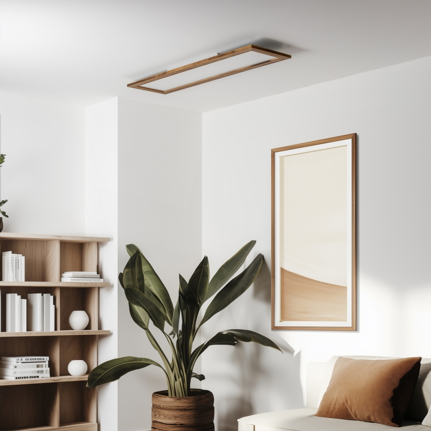 Eglo - Panneau LED RGBW dimmable en saillie SALOBRENA-C WOOD LED/34W/230V 2700-6500K 34x124 cm brun + télécommande