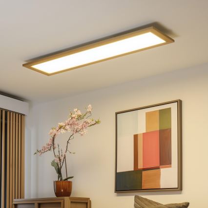 Eglo - Panneau LED RGBW dimmable en applique SALOBRENA-C WOOD LED/34W/230V 2700-6500K 34x124 cm marron + télécommande