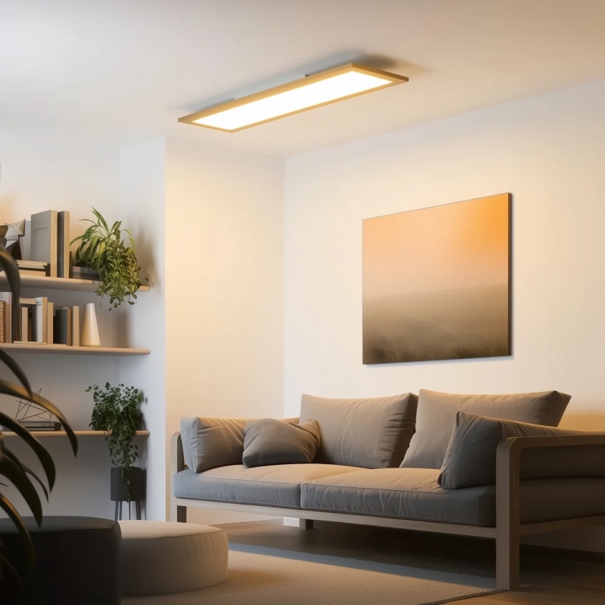 Eglo - Panneau LED RGBW dimmable en applique SALOBRENA-C WOOD LED/34W/230V 2700-6500K 34x124 cm marron + télécommande