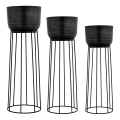 Eglo - LOT 3x Pot de fleurs en métal noir