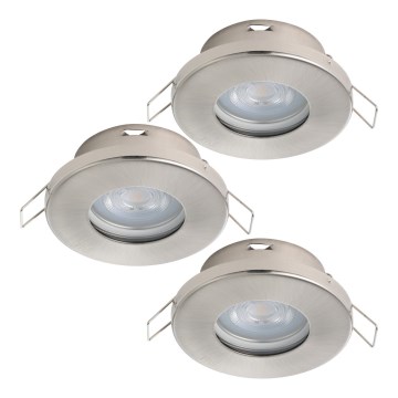 Eglo - LOT 3xLED Spot encastrable salle de bain 1xGU10/4W/230V IP44 chrome mat