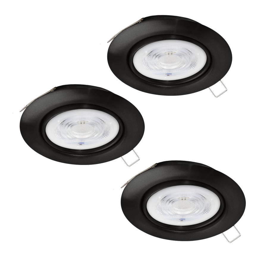 Eglo - LOT 3xLED Spot encastrable salle de bain 1xGU10/4W/230V IP44 noir