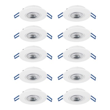 Eglo - Lot de 10 spots encastrables LED, 4,9 W, 230 V, 2700/4000/6500 K, Ø 9 cm, blanc