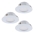 Eglo - Lot de 3 plafonniers encastrés LED pour salle de bains PINEDA LED/4,9W/230V IP44