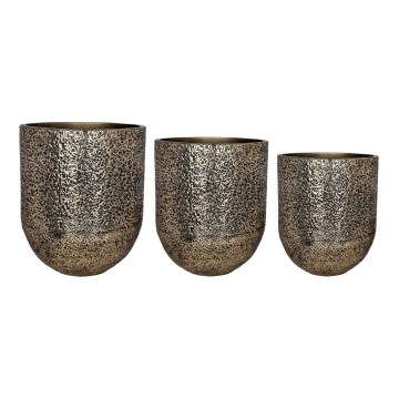 Eglo - Lot de 3 pots à fleurs en métal 50 x 42 cm dorés