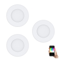 Eglo - Lot de 3 spots encastrables LED RGB dimmables FUEVA-C 1xLED/3W/230V Ø 8,5 cm