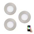 Eglo - Lot de 3 spots encastrables LED RGB dimmables FUEVA-C 1xLED/3W/230V Ø 8,5 cm