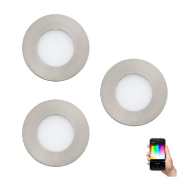 Eglo - Lot de 3 spots encastrables LED RGB dimmables FUEVA-C 1xLED/3W/230V Ø 8,5 cm