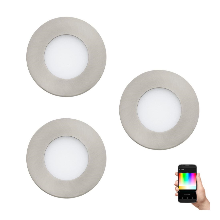 Eglo - Lot de 3 spots encastrables LED RGB dimmables FUEVA-C 1xLED/3W/230V Ø 8,5 cm