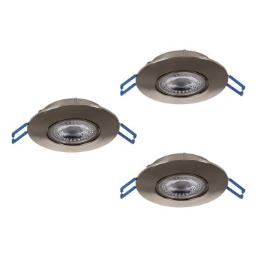 Eglo - LOT DE 3 spots encastrés LED/4,9W/230V 2700/4000/6500K Ø 9 cm chrome mat