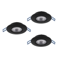 Eglo - Lot de 3 spots encastrés LED/4,9W/230V 2700/4000/6500K Ø 9 cm noir